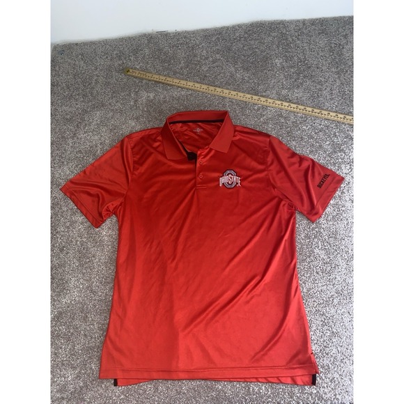 Ohio State Buckeyes Authentic Apparel Polo Shirt Red Mens XL NCAA Performance - Picture 2 of 8